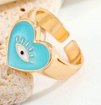 Tri-Color Heart Demon Eye Ring Trio