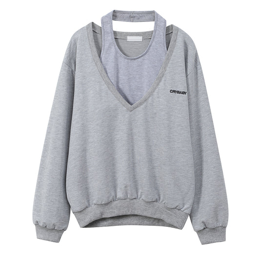 Niche Design Women's Grey V-neck Sweater