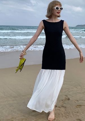 Cotton V-Neck Backless Dress