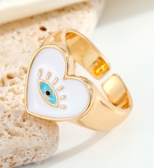 Tri-Color Heart Demon Eye Ring Trio