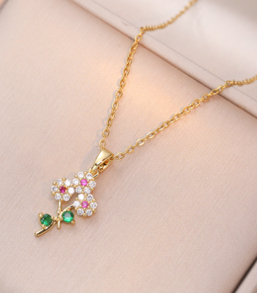Zircon Blossom Pendant for Women