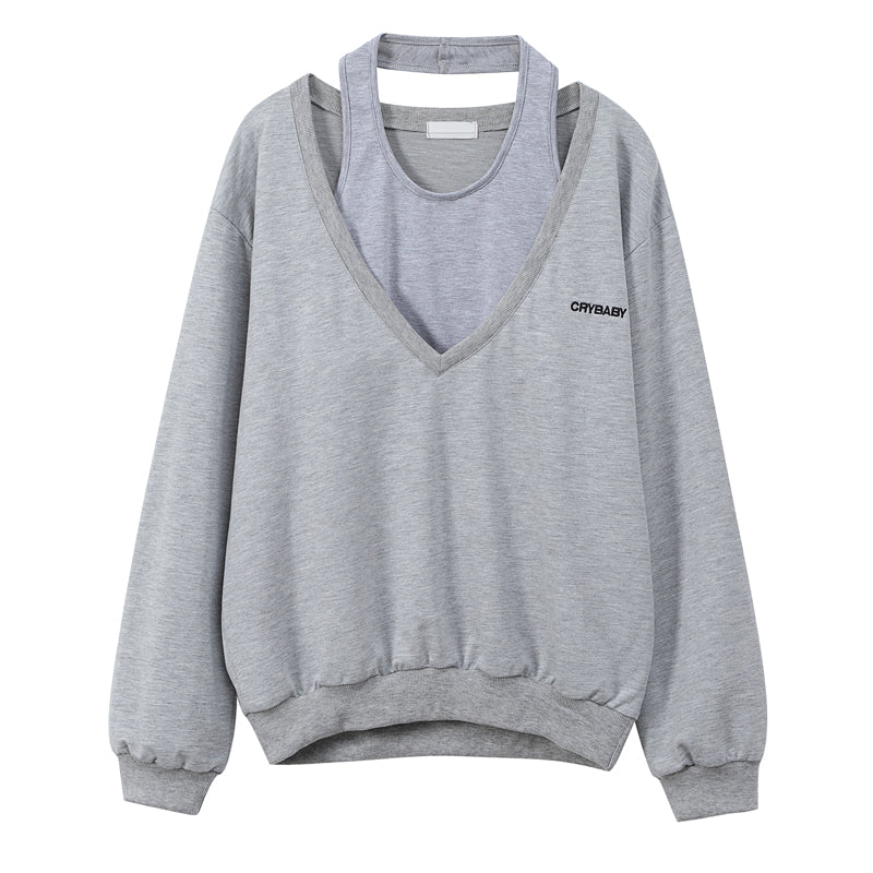 Niche Design Women's Grey V-neck Sweater
