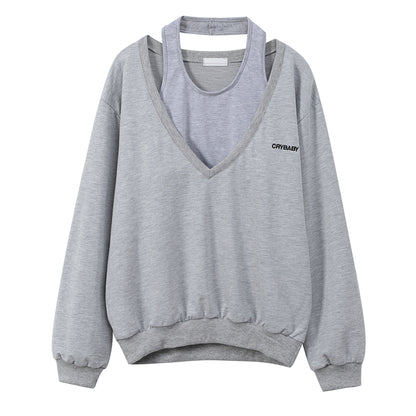 Niche Design Women's Grey V-neck Sweater