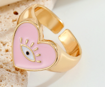 Tri-Color Heart Demon Eye Ring Trio