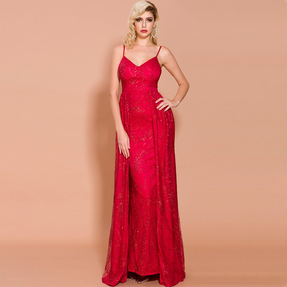 Elegant V-Neck Backless Party Dress for Women